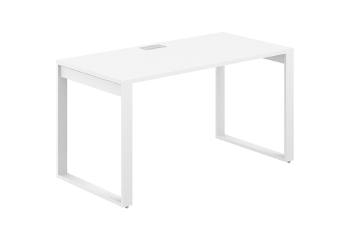 Стол рабочий с лючком Фламинго, цвет белый + белый