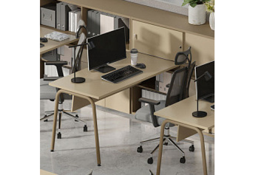 Стол-приставка с опорной тумбой (с лючком) Макси Клик, цвет капучино