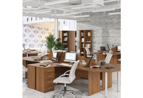 Составной стол на 4 рабочих места Корсо, цвет орех