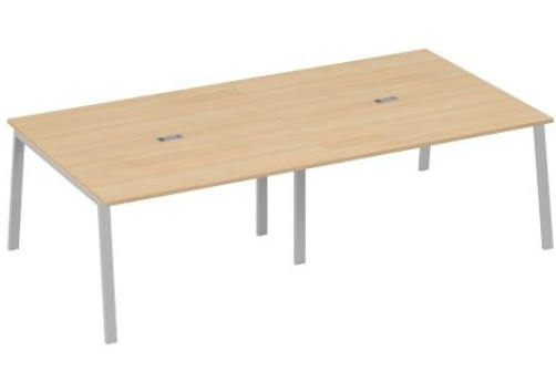Стол для переговоров Мира Трио, цвет натуральный дуб + серый