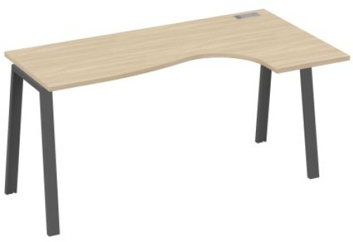 Стол эргономичный правый Мира Трио, цвет дуб скандинавский + антрацит