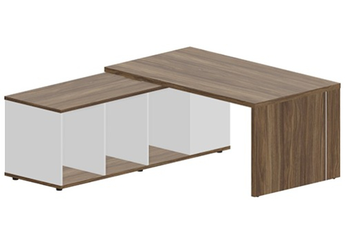 Стол на опорной сервисной тумбе (левый) Эльберт, цвет орех + белый