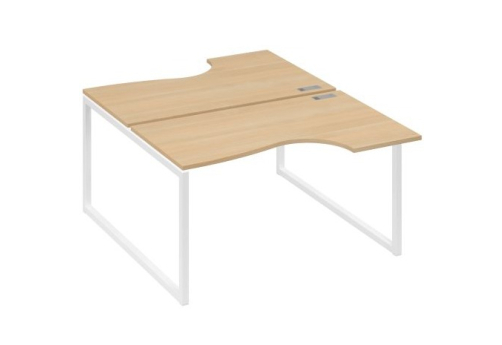 Рабочая станция эргономичная (2х140) Мира Одри, цвет натуральный дуб + белый