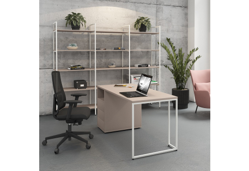 Стол на опорной тумбе левый Мейлон, цвет тортора