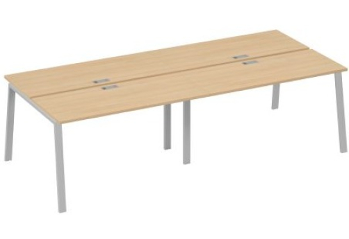 Рабочая станция 4х140 Мира Трио, цвет натуральный дуб + серый