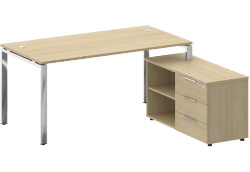 Стол руководителя с опорной тумбой правый, цвет акация