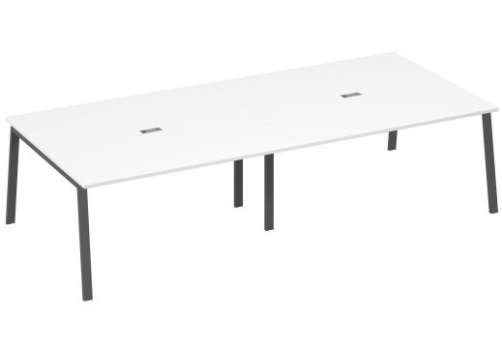 Стол для переговоров Мира Трио, цвет белый премиум + антрацит