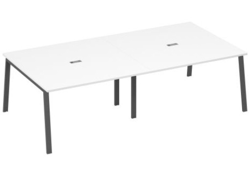 Стол для переговоров Мира Трио, цвет белый премиум + антрацит
