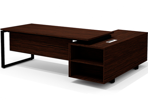 Стол руководителя на опорной тумбе левый Некста Директ, цвет венге + черный