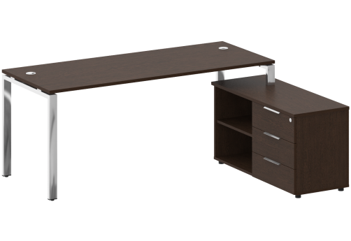 Стол руководителя с опорной тумбой правый, цвет венге