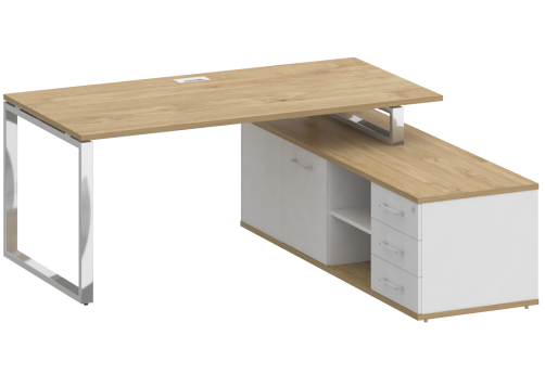 Стол руководителя с опорной греденцией правый (современный дизайн)