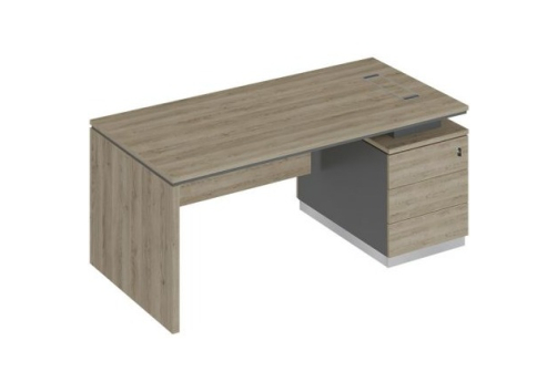 Стол руководителя (опора ДСП) на опорной тумбе Римини Т, цвет дуб светлый + антрацит + дуб светлый