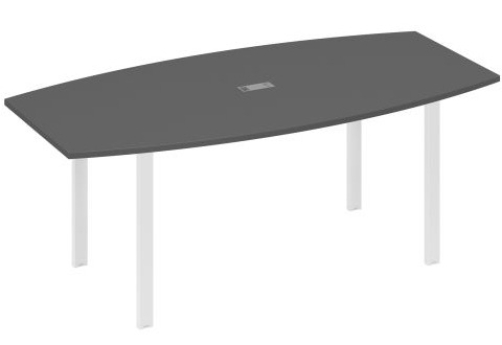 Стол для переговоров фигурный Мира Нумо, цвет антрацит премиум + белый