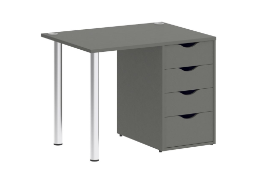 Стол письменный с тумбой 4 ящика, цвет металлик