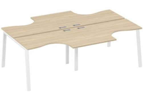 Рабочая станция эргономичная 4х120 Мира Трио, цвет дуб скандинавский + белый