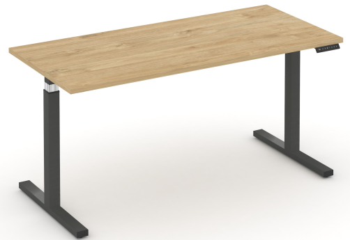 Стол электроподъемный, цвет антрацит + тиквуд светлый