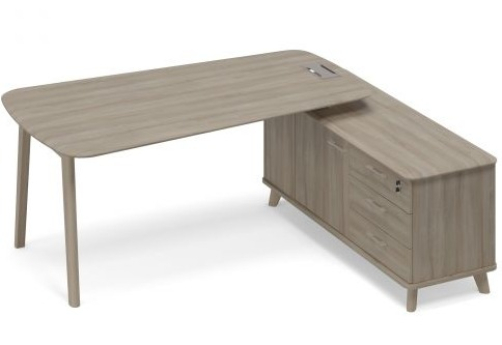 Стол руководителя на опорной тумбе правый (тип 3) Види Вуд, цвет вяз