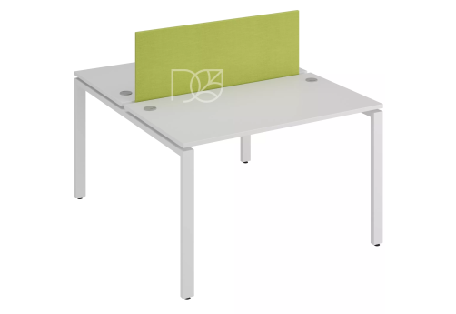 Стол на 2 рабочих места (с просветом), цвет белый