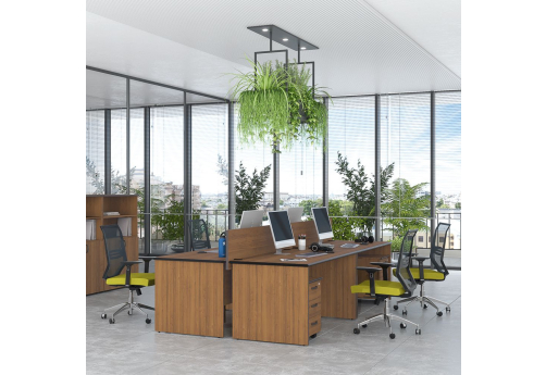 Рабочая станция на 4 человека Линси, цвет орех