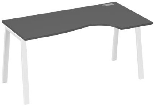 Стол эргономичный правый 160 Мира Трио, цвет антрацит премиум + белый