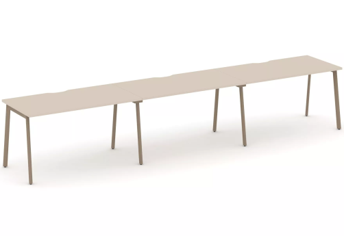 Рабочая станция на 3 места (с вырезом под провода), цвет капучино