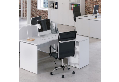 Стол криволинейный правый Дельта, цвет белый