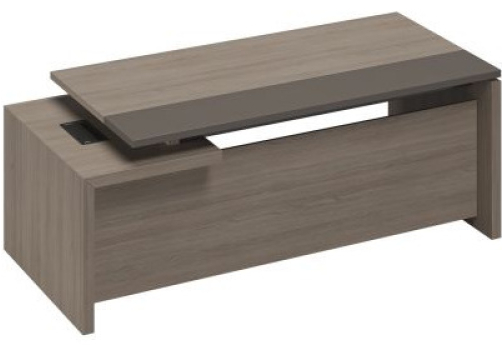 Стол руководителя с тумбой 3-ящичной с замком правый Британия, цвет дуб + серый