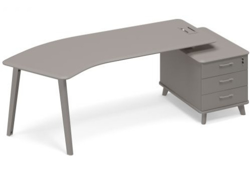 Стол эргономичный правый на тумбе малой (тип 5) Види Металл, цвет мокко