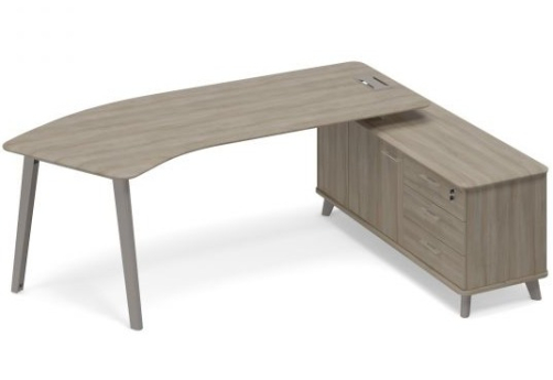 Стoл эргономичный правый на тумбе (тип 5) Види Металл, цвет вяз