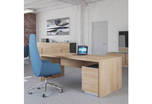 Стол руководителя Терра, цвет гикори