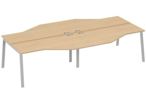 Рабочая станция эргономичная 4х160 Мира Трио, цвет натуральный дуб + серый