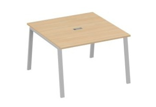 Стол для переговоров Мира Трио, цвет натуральный дуб + серый