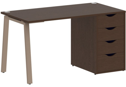 Стол письменный с тумбой 4 ящика, цвет венге + мокко
