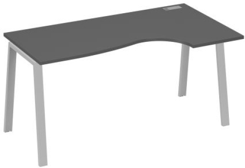 Стол эргономичный правый 160 Мира Трио, цвет антрацит премиум + серый