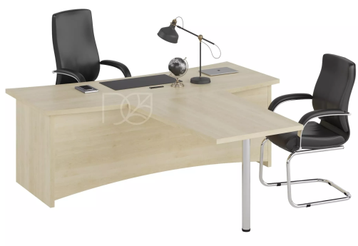 Стол руководителя с брифинг-приставкой, 2200х2160х765 мм, цвет клен
