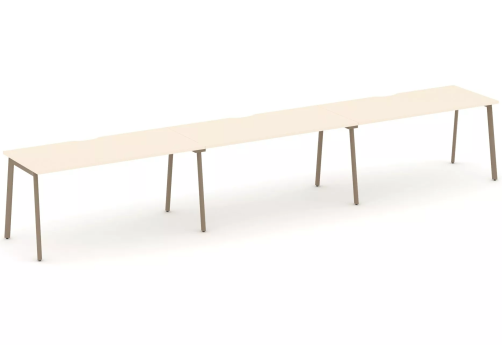 Рабочая станция на 3 места (с вырезом под провода), цвет сатин