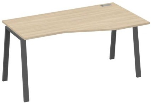 Стол эргономичный правый 160 Мира Трио, цвет дуб скандинавский + антрацит