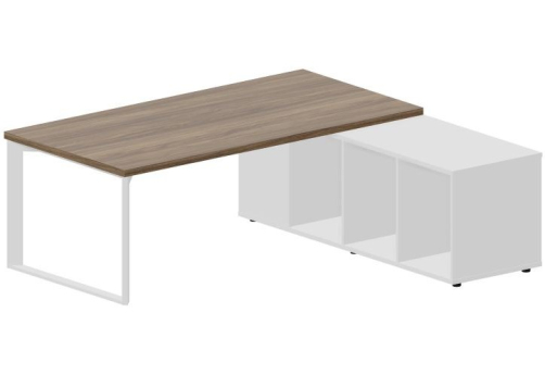 Стол на опорной сервисной тумбе (правый) Марко, цвет орех + белый + белый