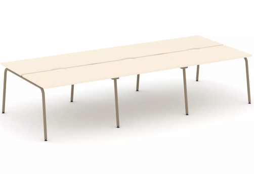 Рабочая станция на 6 мест (с вырезом под провода), цвет сатин