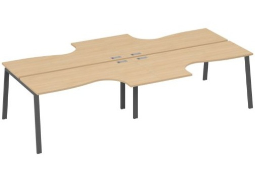 Рабочая станция эргономичная 4х160 Мира Трио, цвет натуральный дуб + антрацит