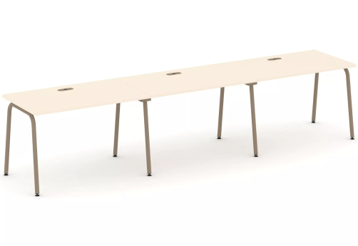 Рабочая станция на 3 места (с лючками), цвет сатин