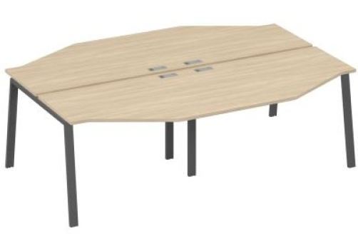 Рабочая станция эргономичная 4х120 Мира Трио, цвет дуб скандинавский + антрацит