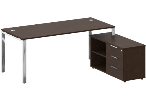 Стол руководителя с опорной тумбой правый, цвет венге