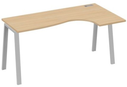 Стол эргономичный правый Мира Трио, цвет натуральный дуб + серый