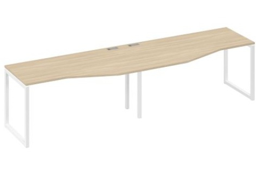 Рабочая станция эргономичная (2х160) Мира Одри, цвет дуб скандинавский + белый