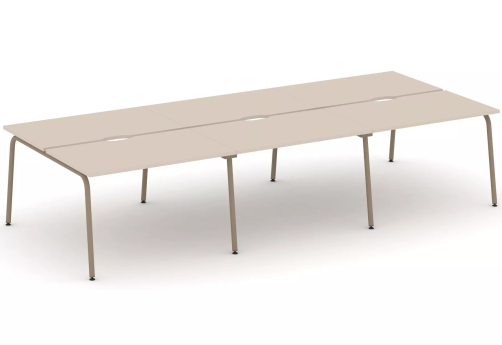 Рабочая станция на 6 мест (с вырезом под провода), цвет капучино