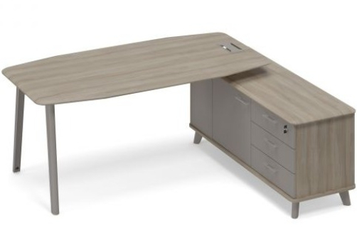 Стол на тумбе правый (тип 2) Види Металл, цвет вяз + мокко