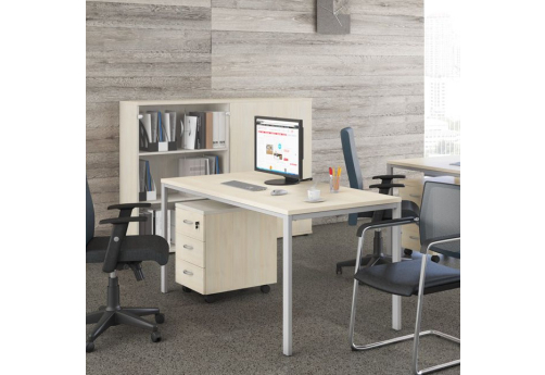 Стол письменный на металлокаркасе Прайм Металл 25, цвет шамони светлый + серый