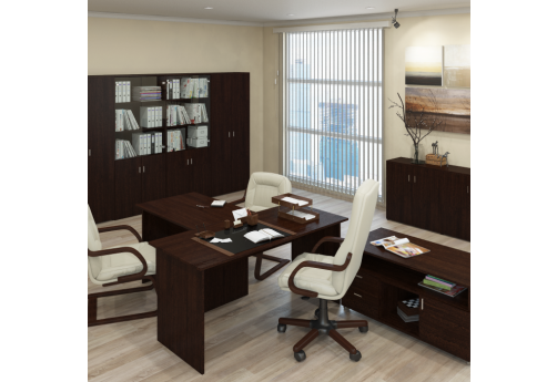 Стол руководителя с брифинг-приставкой Пале, цвет венге