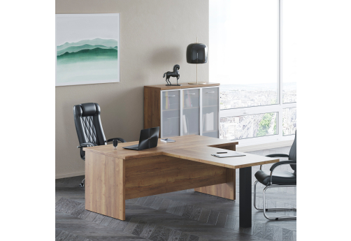 Стол руководителя с брифинг-приставкой Бруно, цвет дуб табак